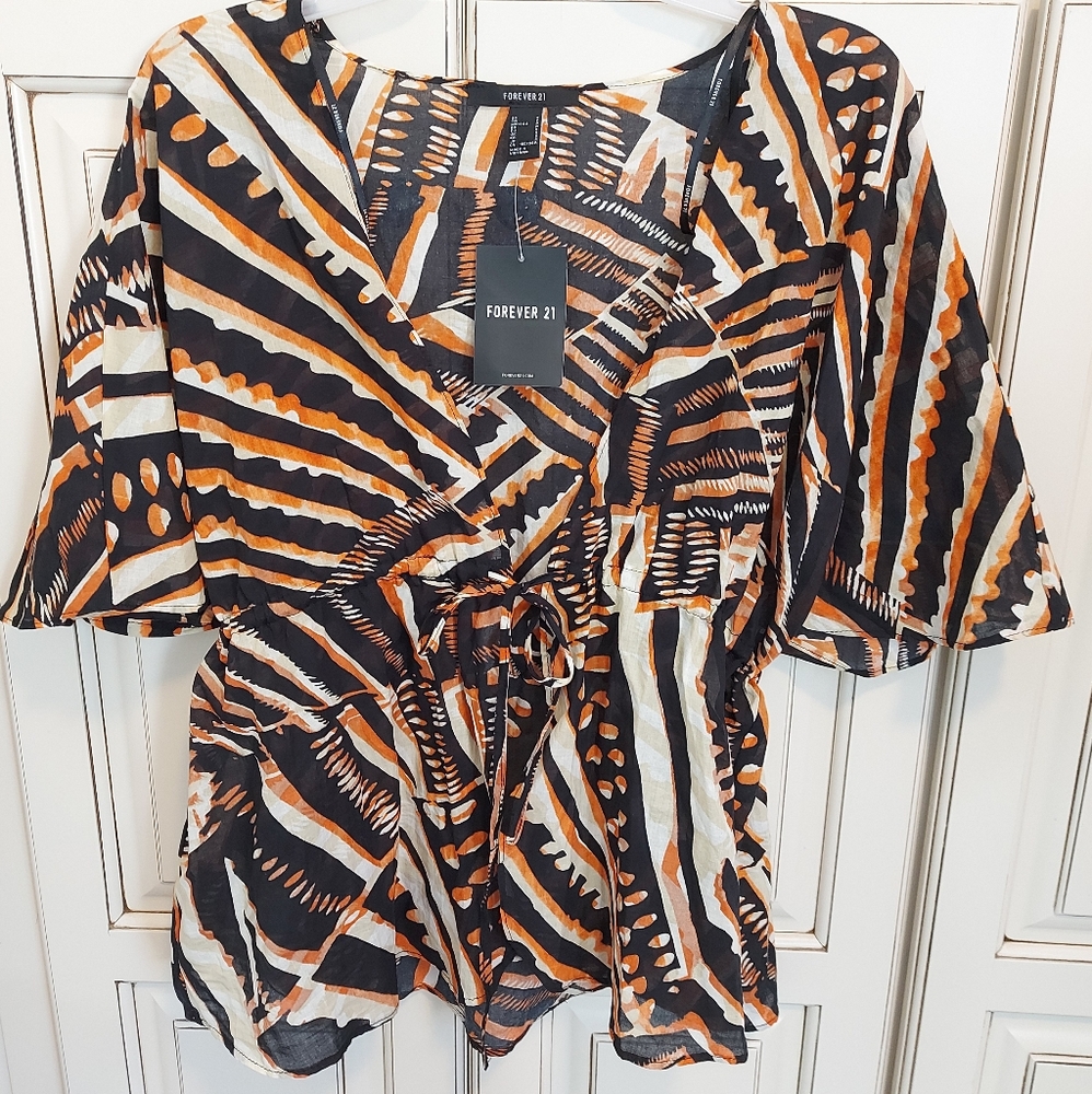 Forever 21 Orange & Black Top